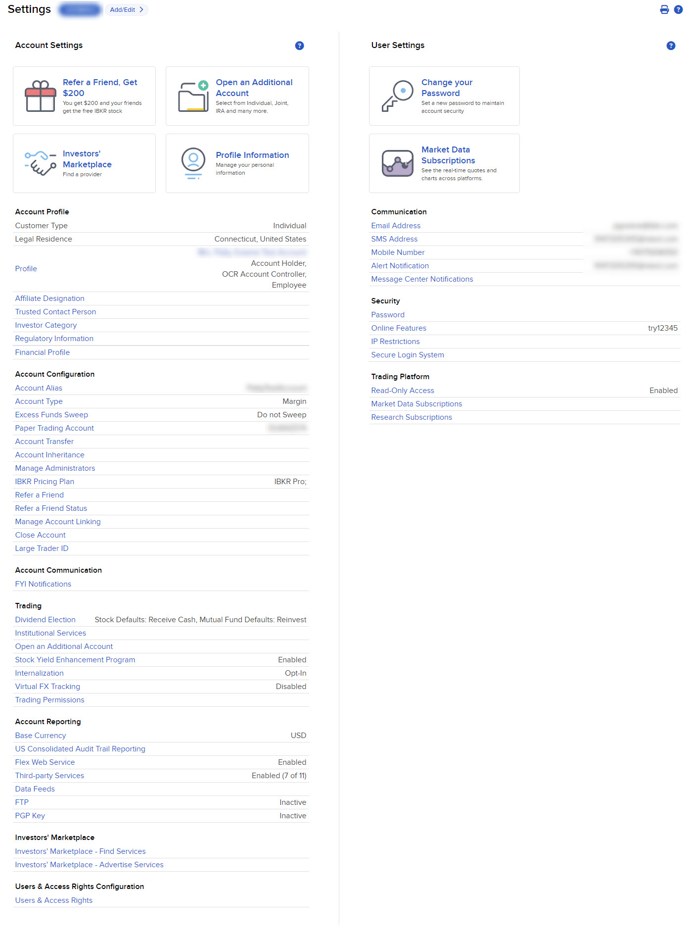 The client portal settings page. 